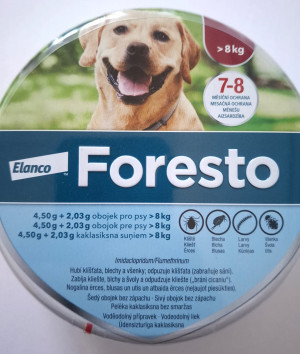 Foresto 4,50 g + 2,03 g pret ērcēm/ blusām kakla siksna lieliem suņiem (no 8 kg) 70cm x 2 gab.